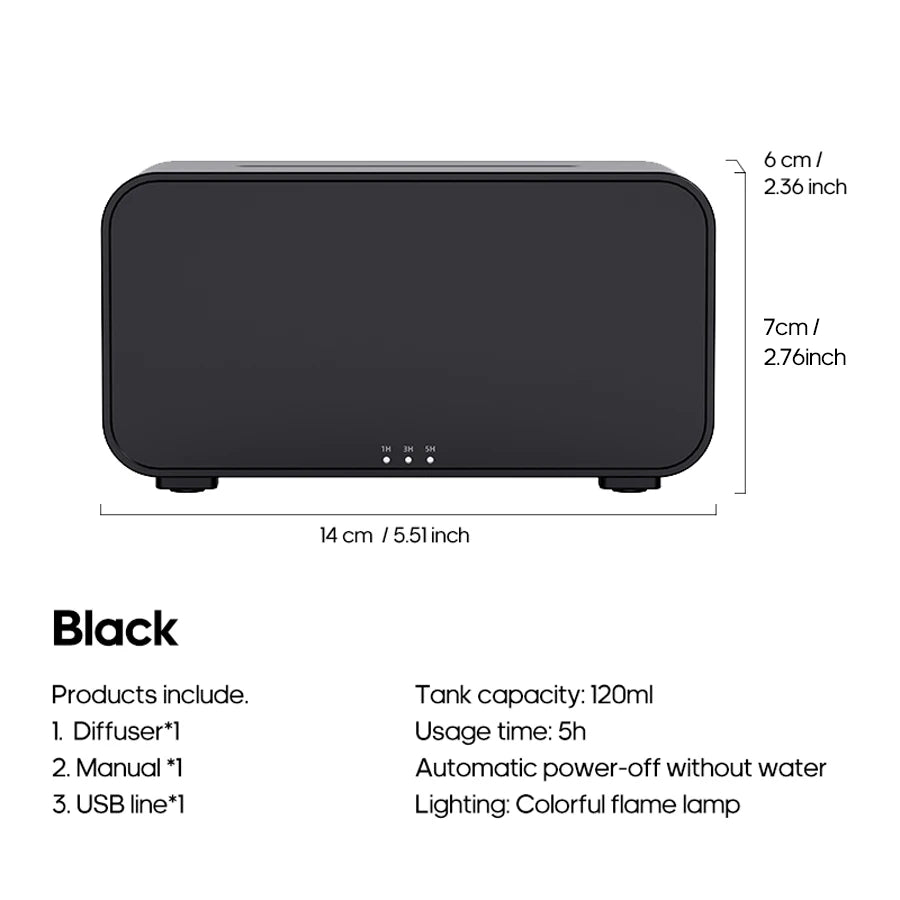 Mini Flame-Effect Aromatherapy Diffuser & Air Humidifier with LED Lights and Timer – Home Fragrance Machine