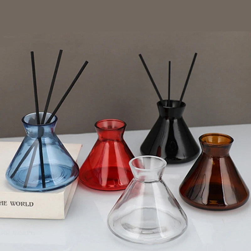 Set of 5 – 200ml Transparent Glass Diffuser Bottles for Aromatherapy | Colorful Home Decor Container