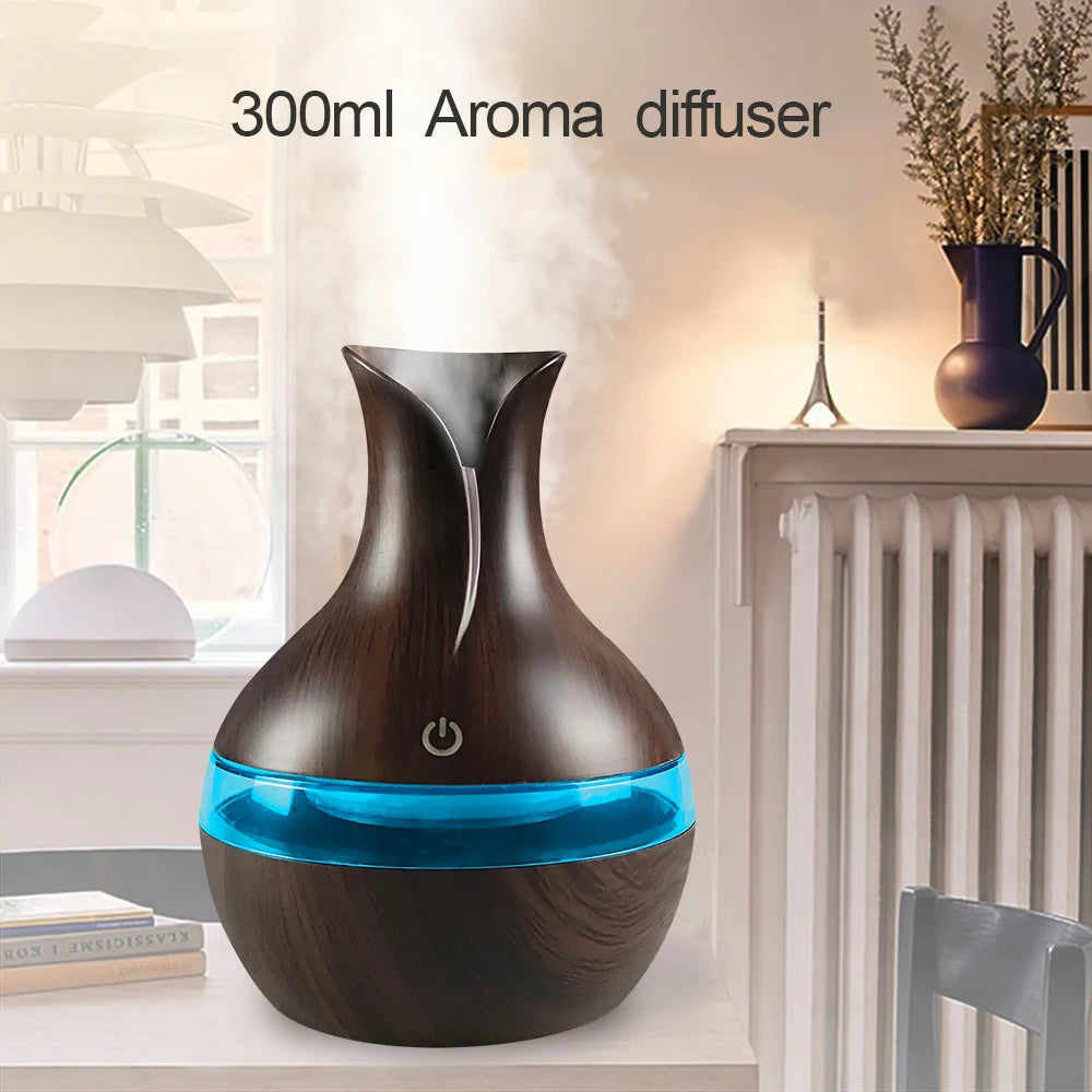 300ml USB Aromatherapy Diffuser – Mini Cool Mist Humidifier for Home, Office & Travel – Includes 2 Essential Oils