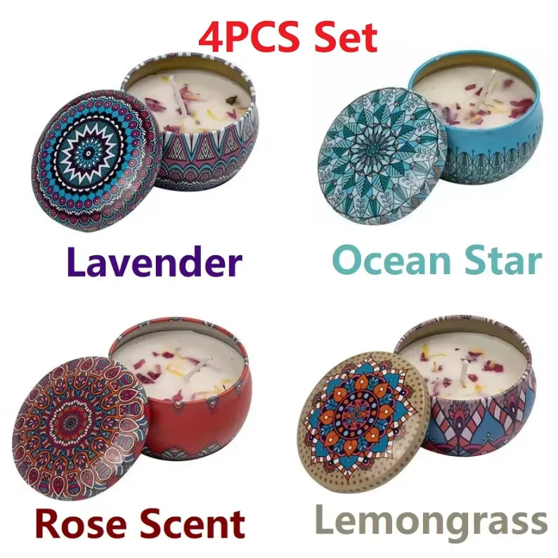 1PCS Vintage Can Candles Soy Wax Flower Fragrance Scented Candle Home Decoration  Candle Jars for Wedding Ceremony Birthday Gift