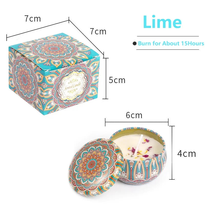 1PCS Vintage Can Candles Soy Wax Flower Fragrance Scented Candle Home Decoration  Candle Jars for Wedding Ceremony Birthday Gift