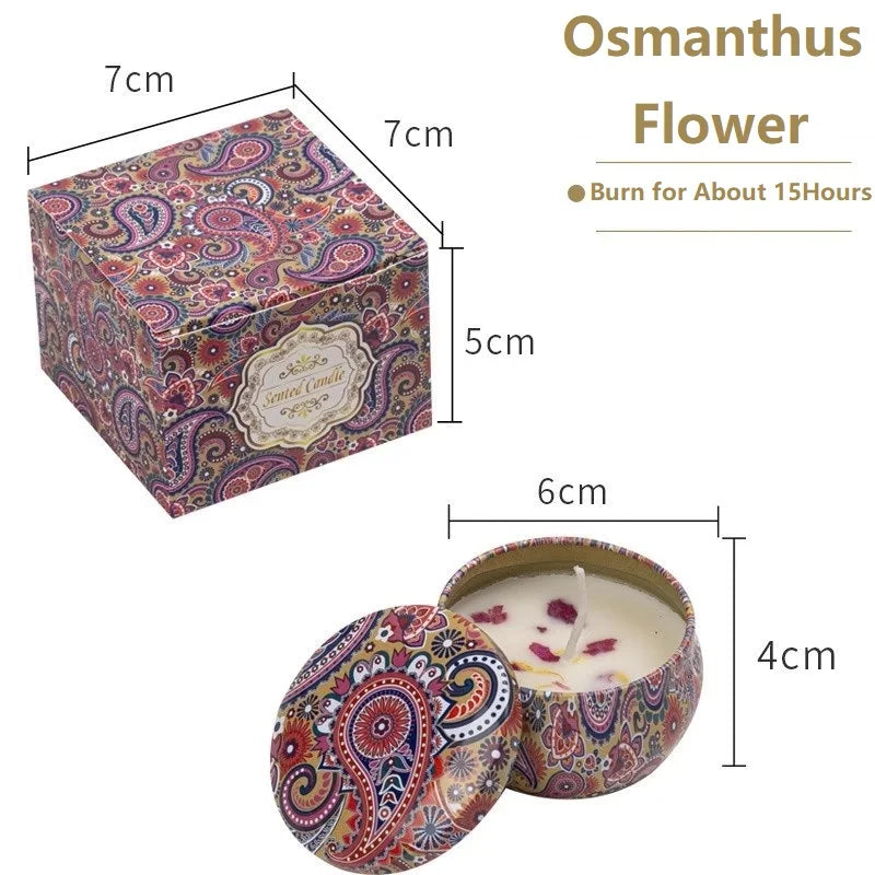 1PCS Vintage Can Candles Soy Wax Flower Fragrance Scented Candle Home Decoration  Candle Jars for Wedding Ceremony Birthday Gift